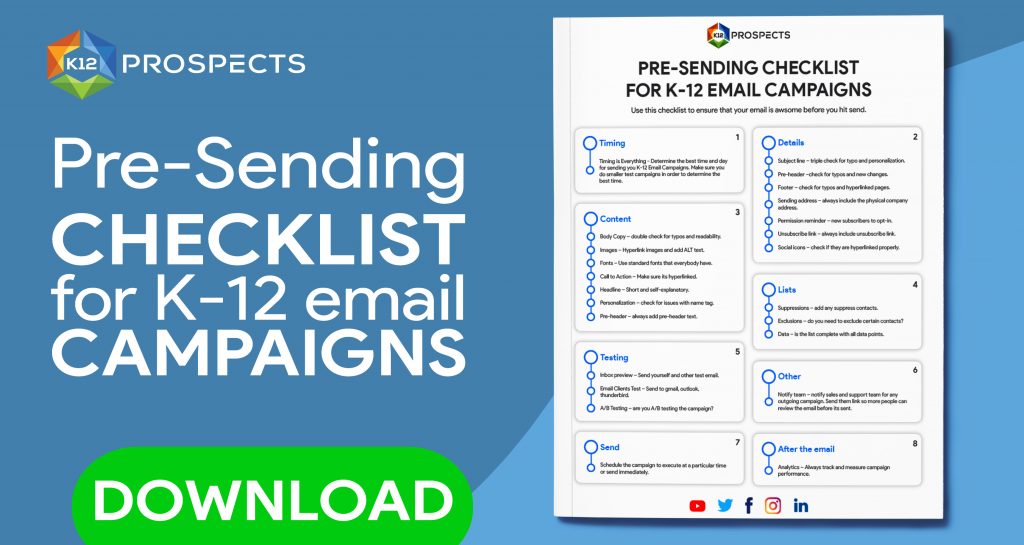 CTA - Pre-Sending checklist for K-12 email campaigns