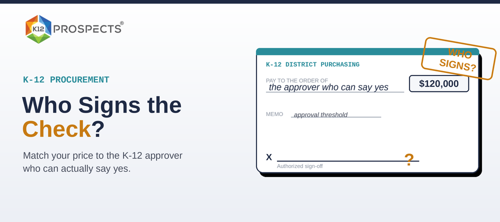 Who signs the check in a K-12 district: matching deal size to the approver who can say yes.